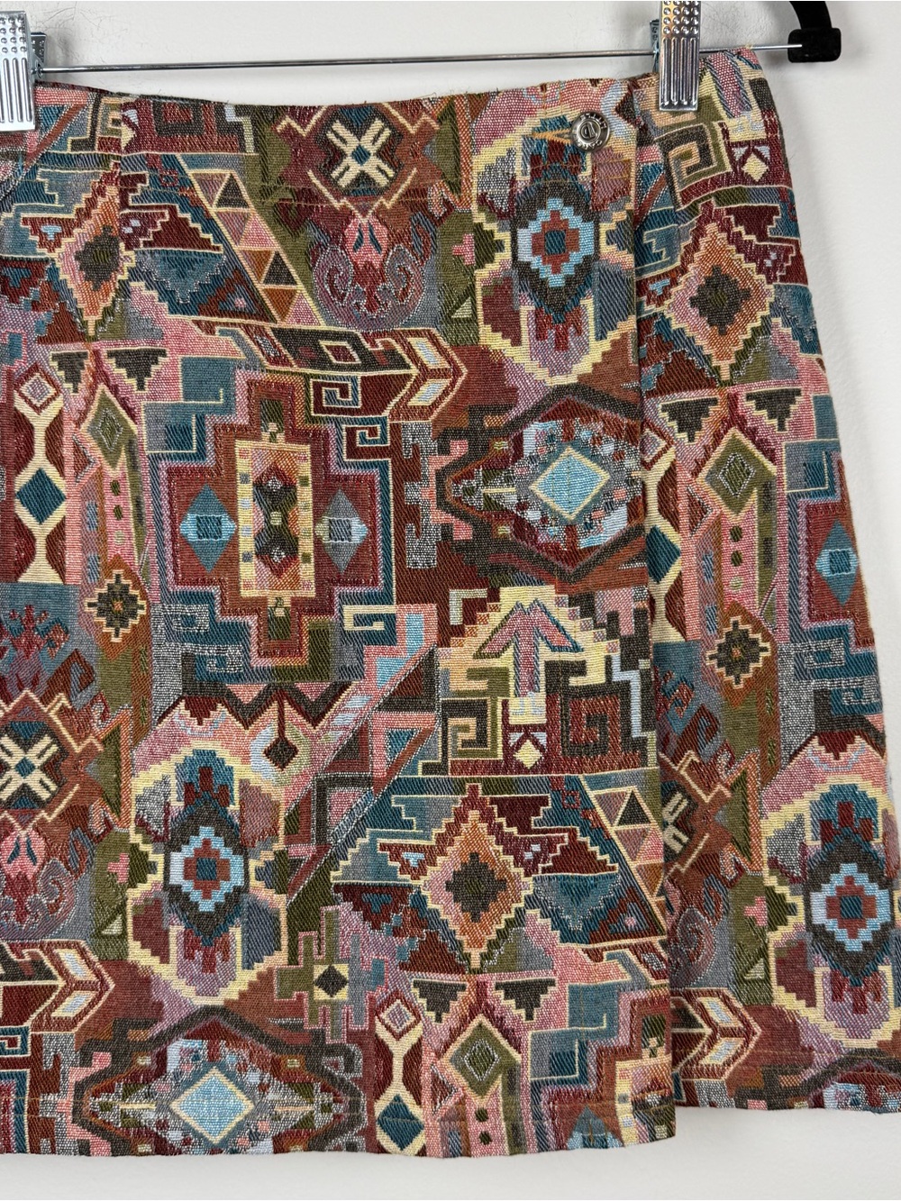 VTG Carole Little Tapestry Southwestern Aztec Western Fall Wrap Skirt 6 Petite - Picture 2 of 10